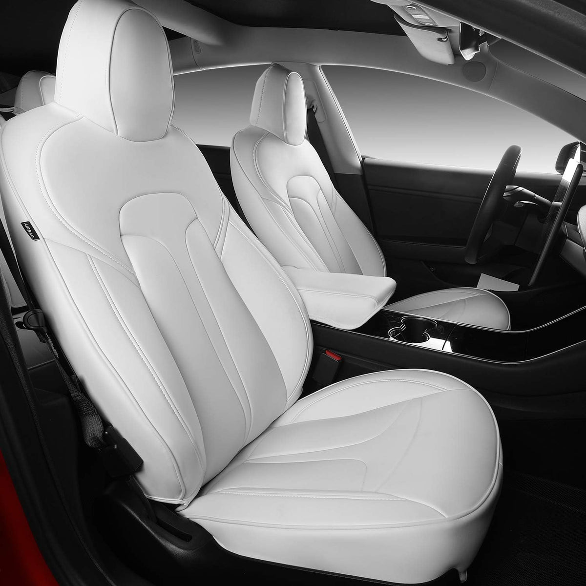 White Nappa Leather Car Seat Covers V544