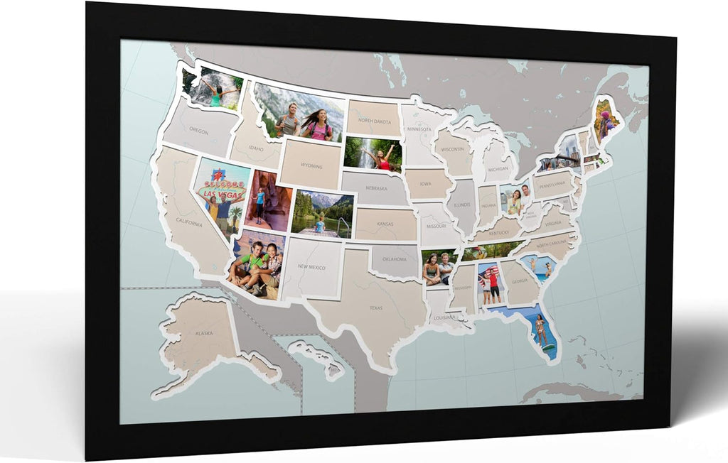USA Photo Map Black Frame L786
