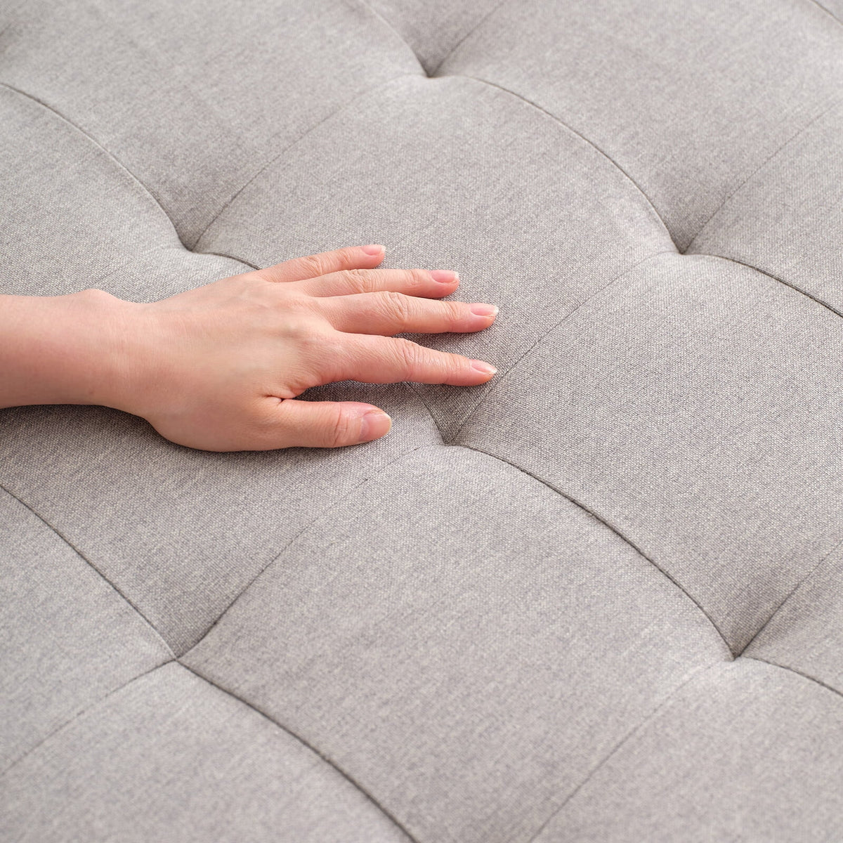Light Grey Upholstered Wooden Legs Ottoman K393742
