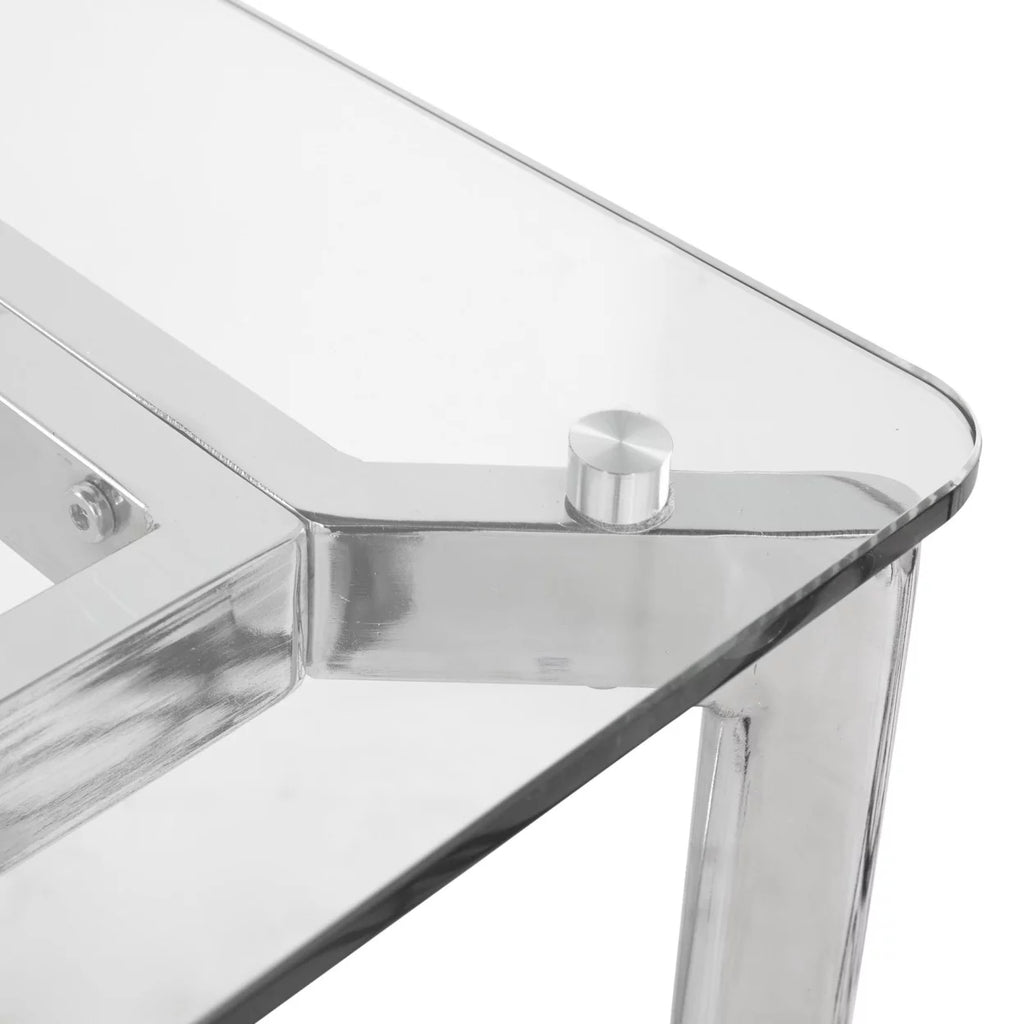 Modern Mirrored Chrome Clear Glass Office Desk X920
