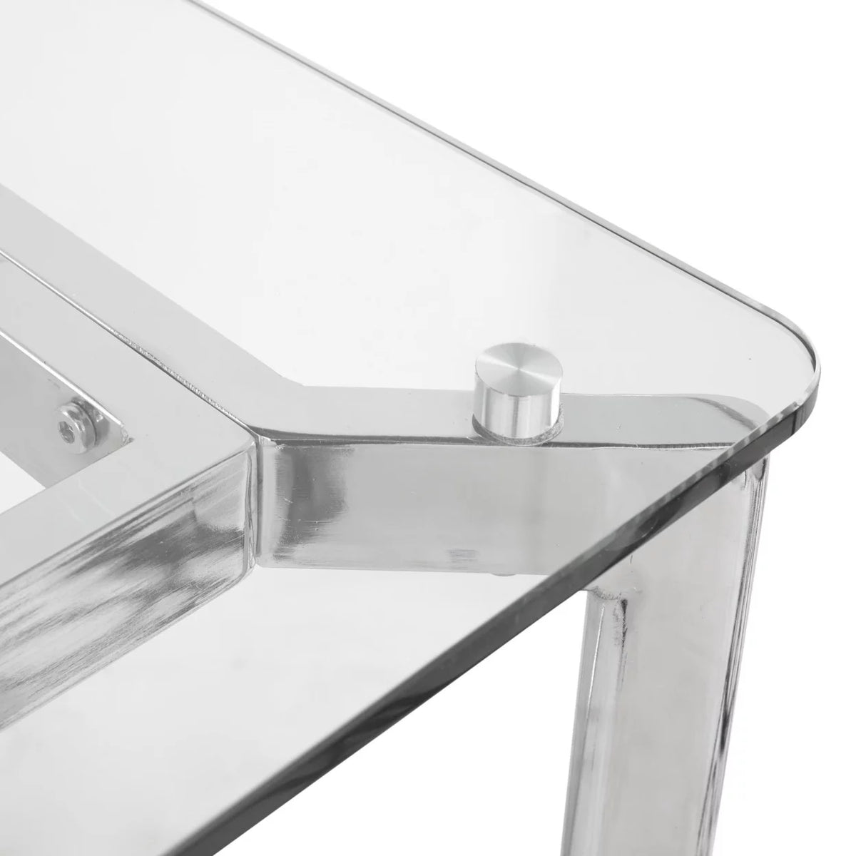 Modern Mirrored Chrome Clear Glass Office Desk X920