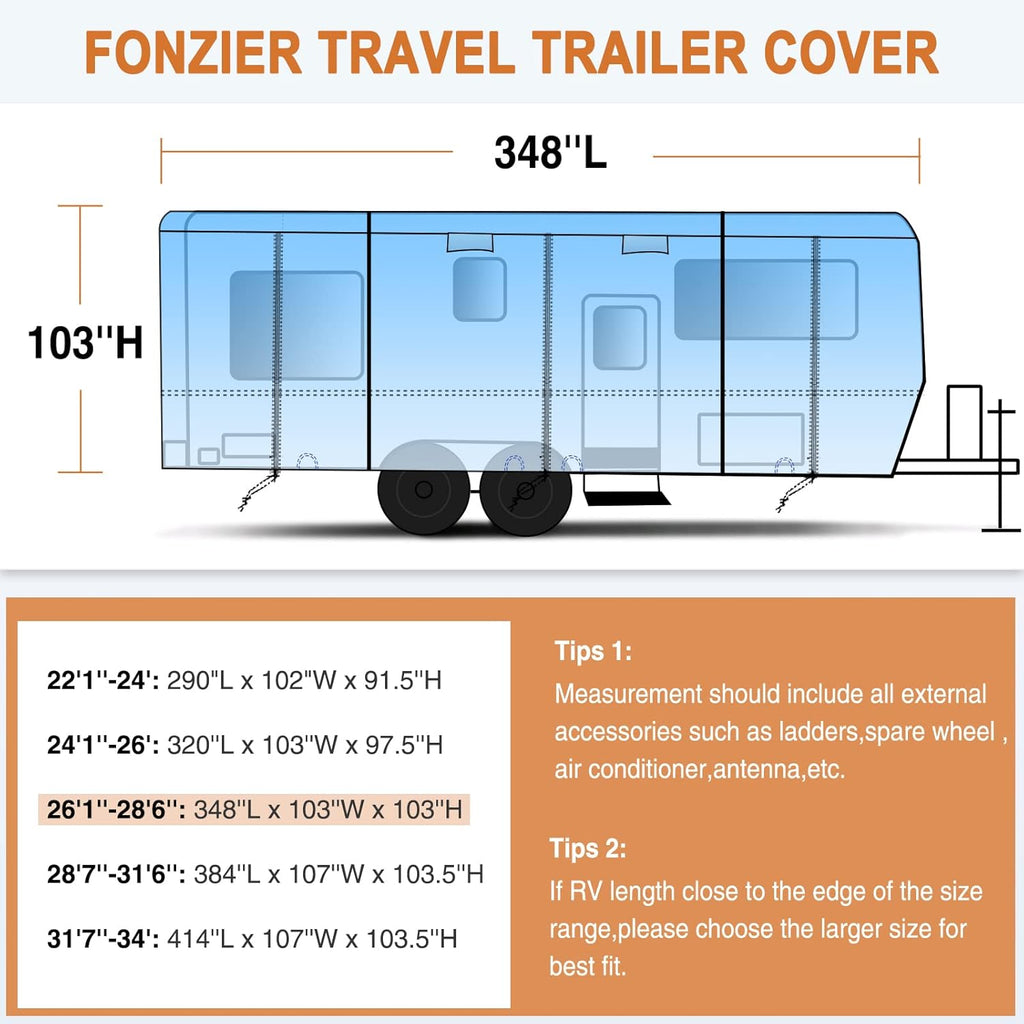 Heavy Duty 5 Layers Anti-UV Travel Trailer Cover 31'1 - 34' H27162
