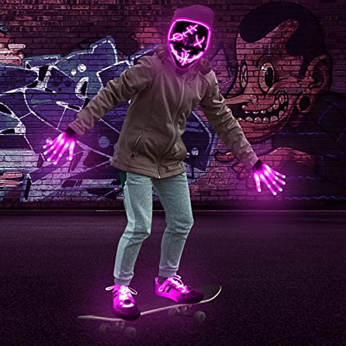 Halloween LED Mask Light Up Gloves and Glow Shoelaces D4295