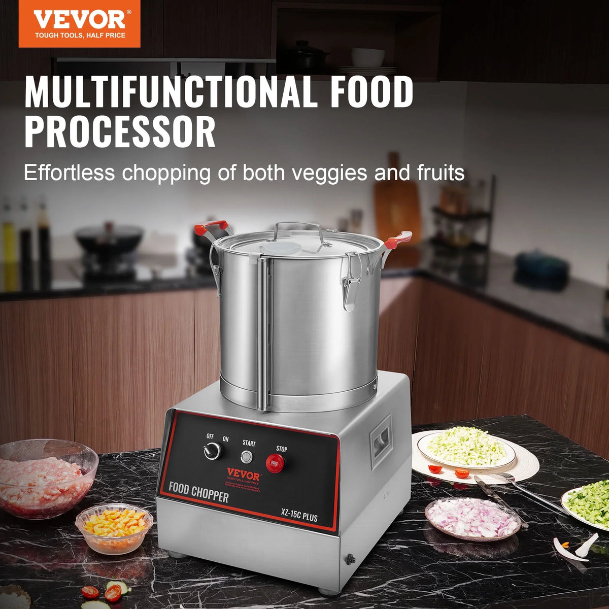 1400W 16 Quart Stainless Steel Food Processor Y576