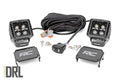 2 inch Square Cree LED Lights Pair Black with Amber DRL F762