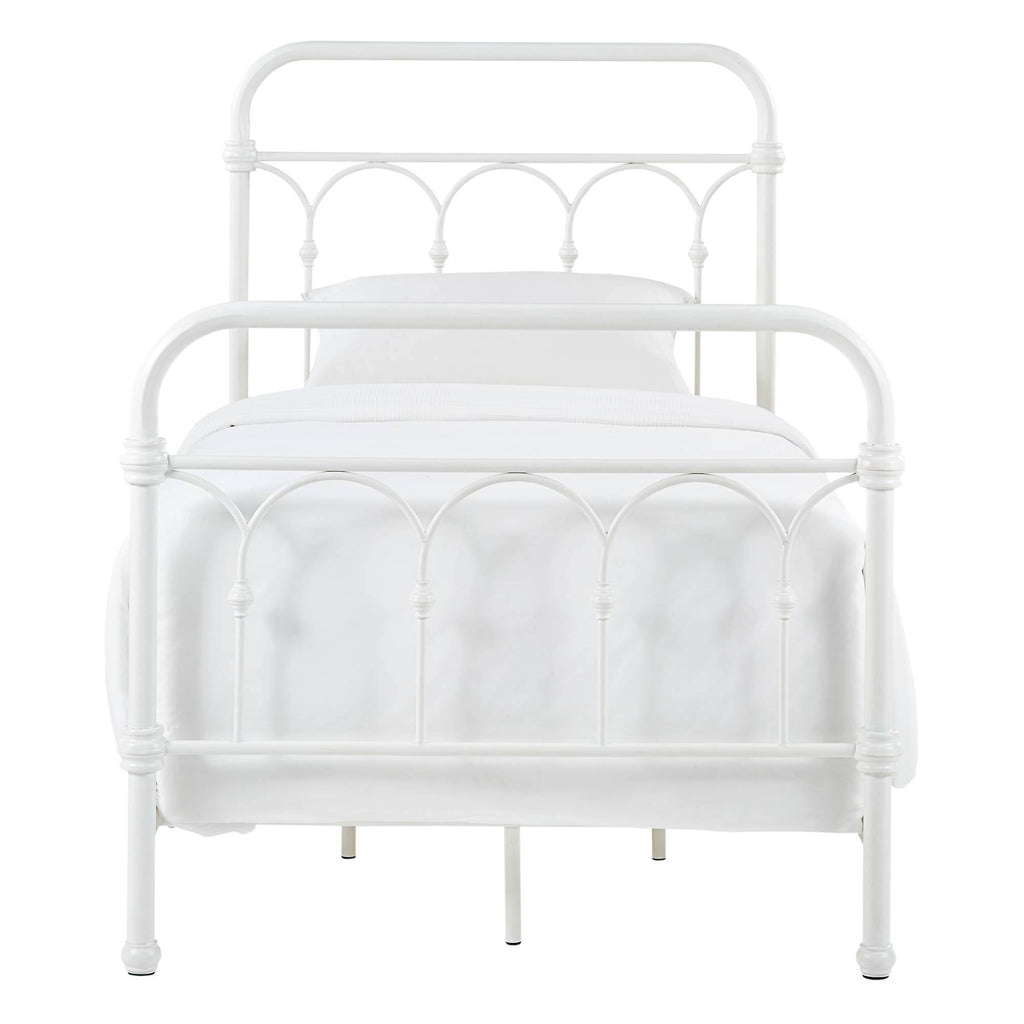 Antique White Metal Bed Y558990