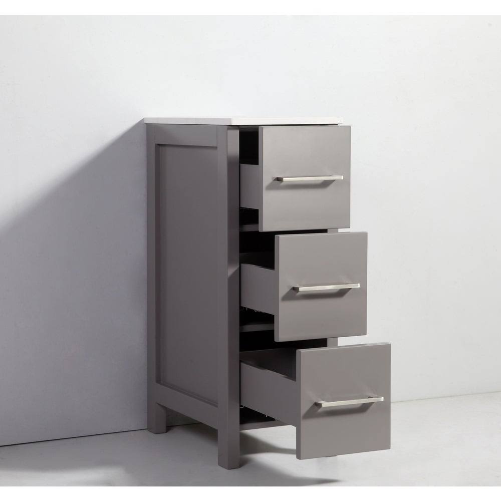 12 inch Wide Bathroom Vanity Cabinet with Ceramic Top S633
