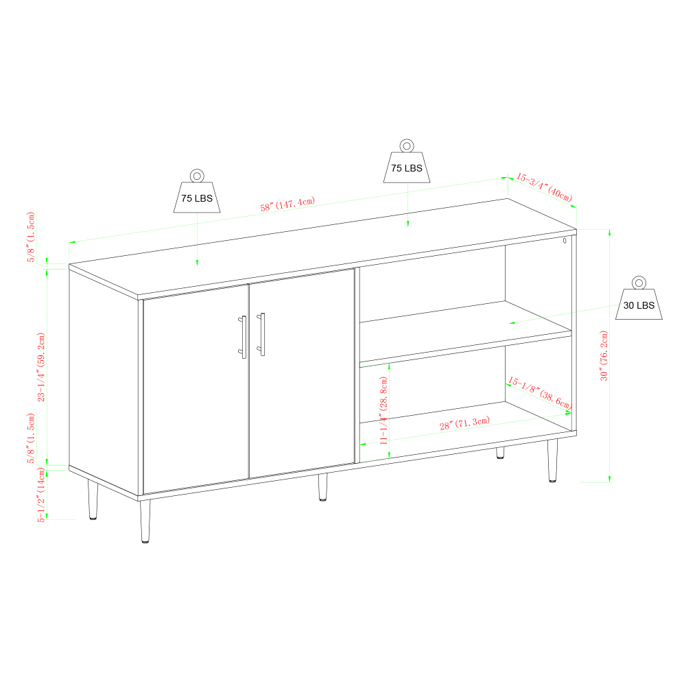 58 inch Solid Black TV Console H276779