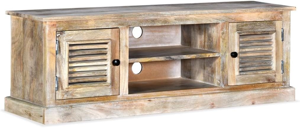 White Solid Mango Wood TV Cabinet F533975