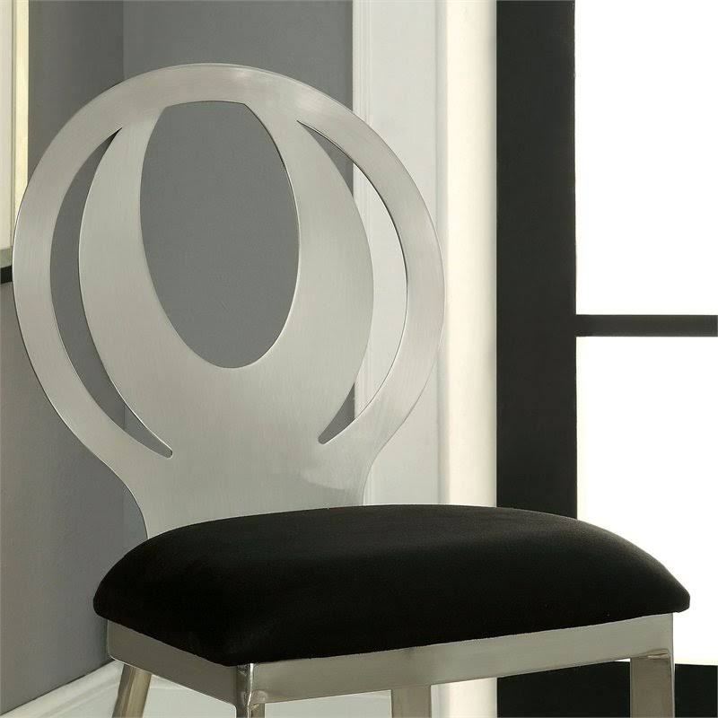 Silver Metal Dining Chair Set of 2 Y7523