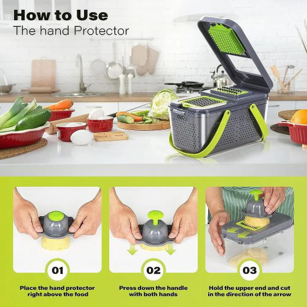 Vegetable Chopper with Container 22-in-1 13 Blades W739268
