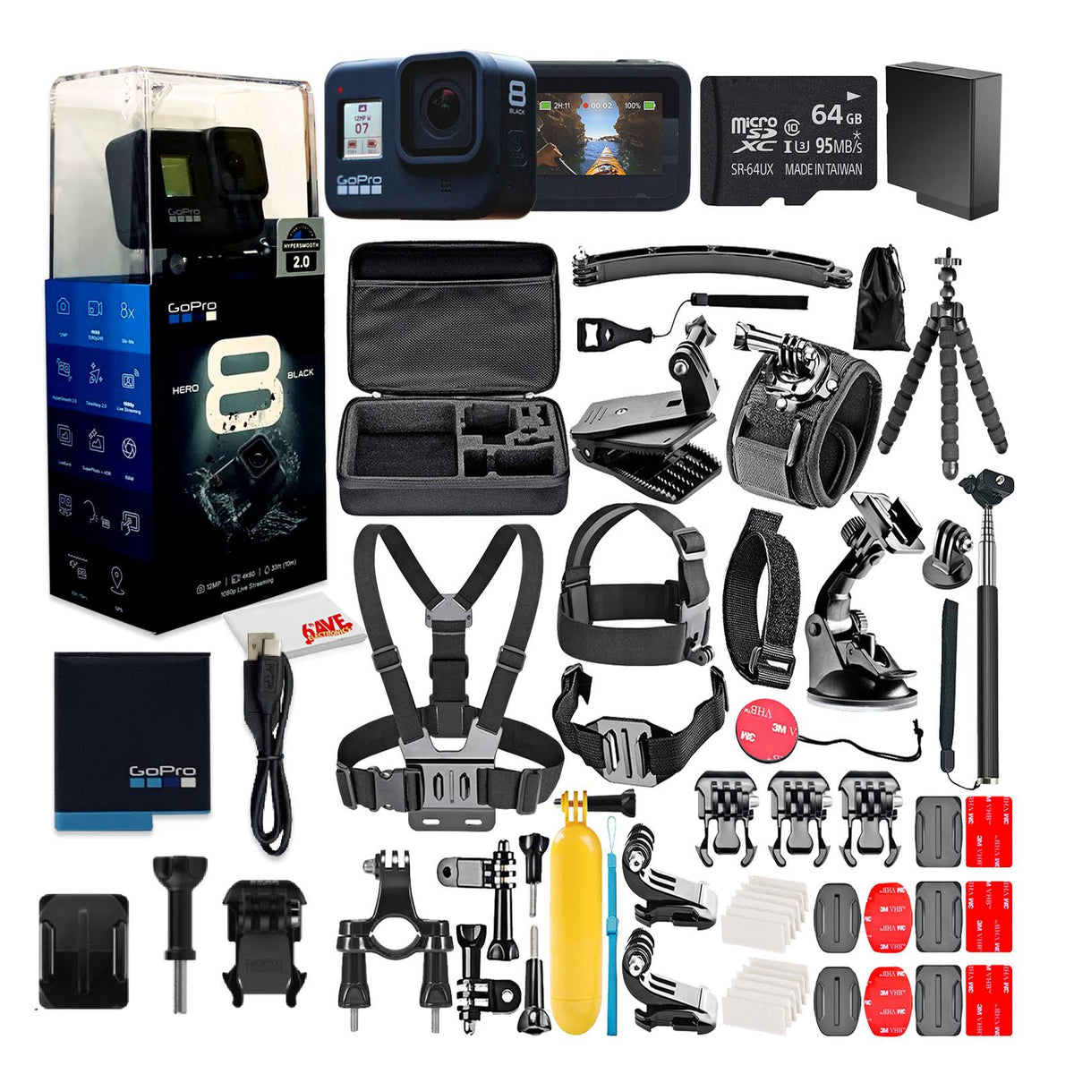 Black Digital Action Camera Waterproof Touch Screen 4K UHD E994