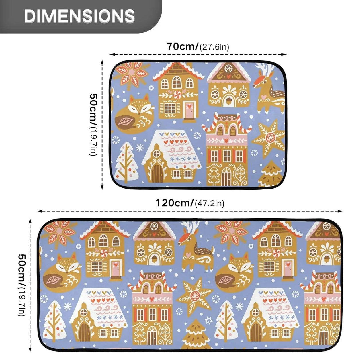 Christmas Cookies Kitchen Mats Set of 2 Non Slip Comfort Mat D3805