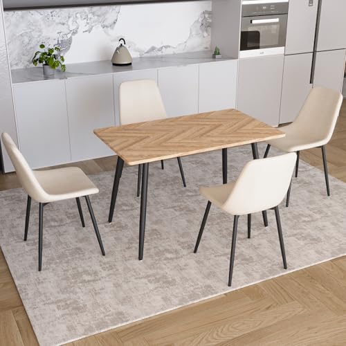 Dining Table and Chairs Set with 4 Fabric Chairs V532312
