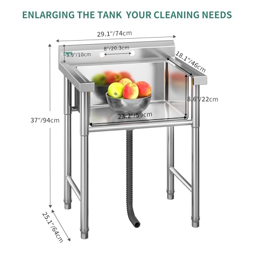 Stainless Steel Freestanding Single Bowl Utility Sink with Workbench N82475