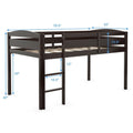 Twin Wooden Low Loft Bunk Bed with Guard Rail and Ladder F22584