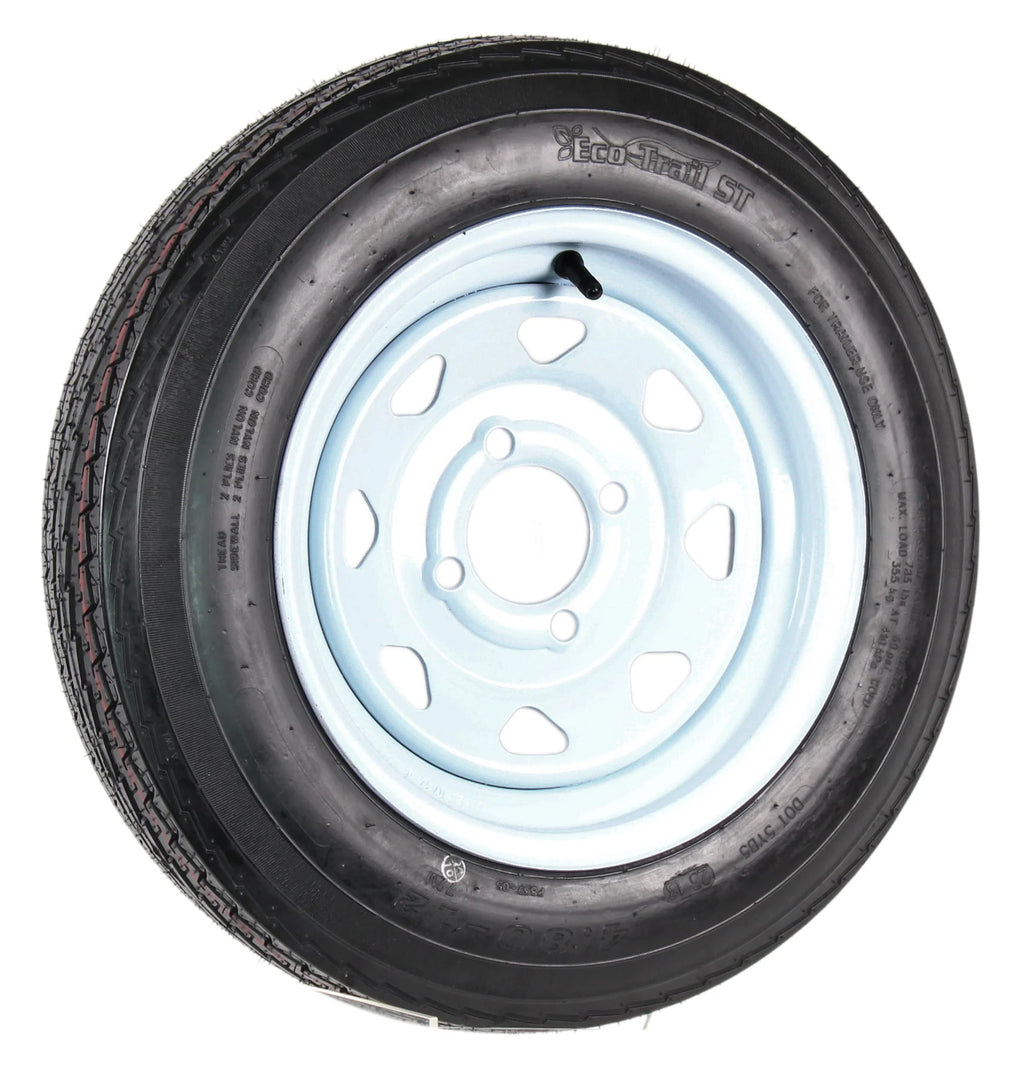 2-Pack Trailer Tire On Rim 4.80-12 12 in. Load C 4 Lug White Spoke Wheel Z58587
