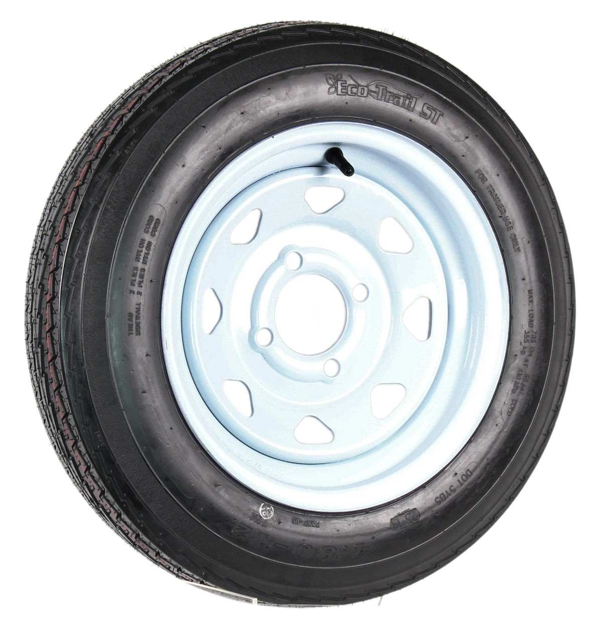2-Pack Trailer Tire On Rim 4.80-12 12 in. Load C 4 Lug White Spoke Wheel Z58587