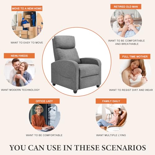 Dark Grey Massage Recliner Chair with Lumbar Support U74346