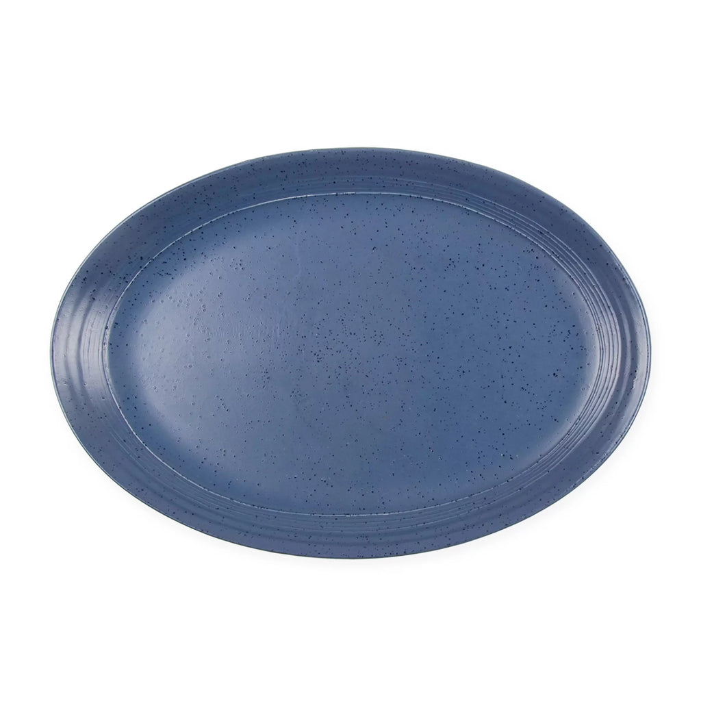 14 Inch Blue Speckle Stoneware Oval Platter Q718011