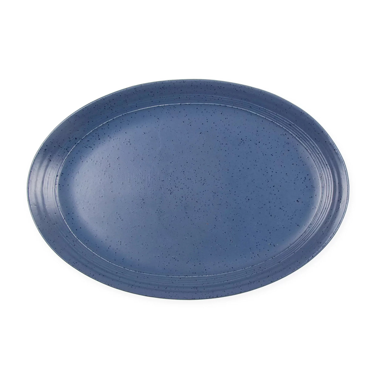 14 Inch Blue Speckle Stoneware Oval Platter Q718011