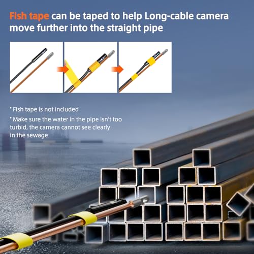 Sewer Inspection Camera, 50FT Semi-Rigid Cable, 5" IPS Screen, IP67, 32G Storage Card, Carrying Case V6120