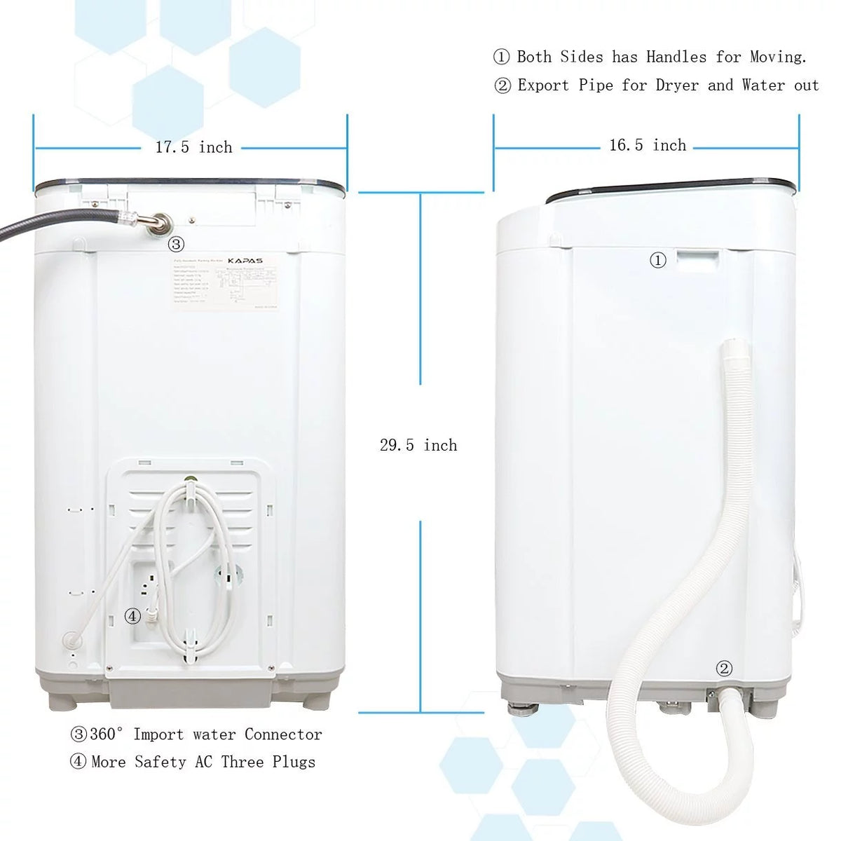 Fully Automatic 2-in-1 Washer & Dryer Machine 8 lbs. Capacity White R4872