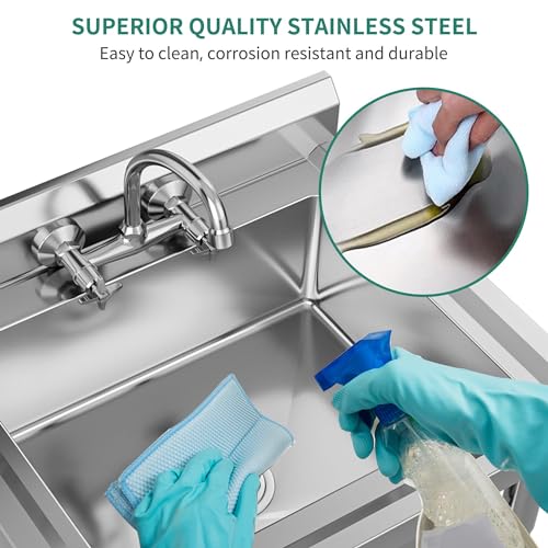 Stainless Steel Freestanding Single Bowl Utility Sink with Workbench N82475