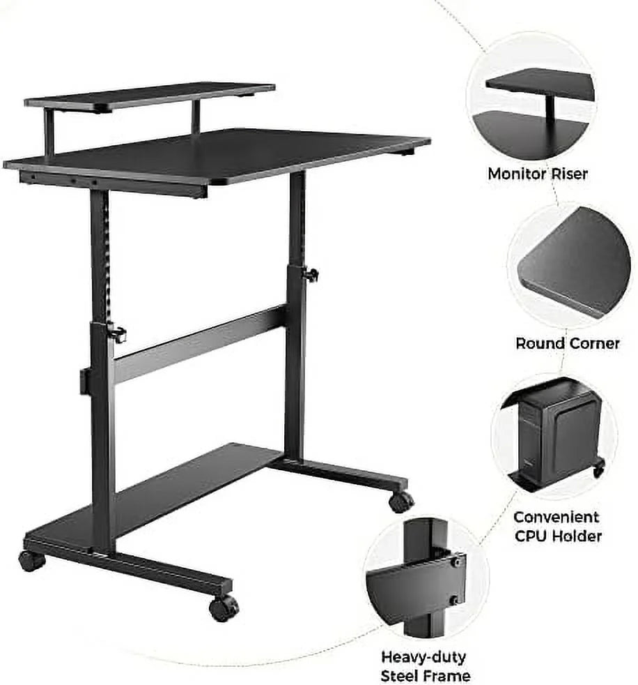 41 Inch Height Adjustable Mobile Standing Desk with Hutch M546074