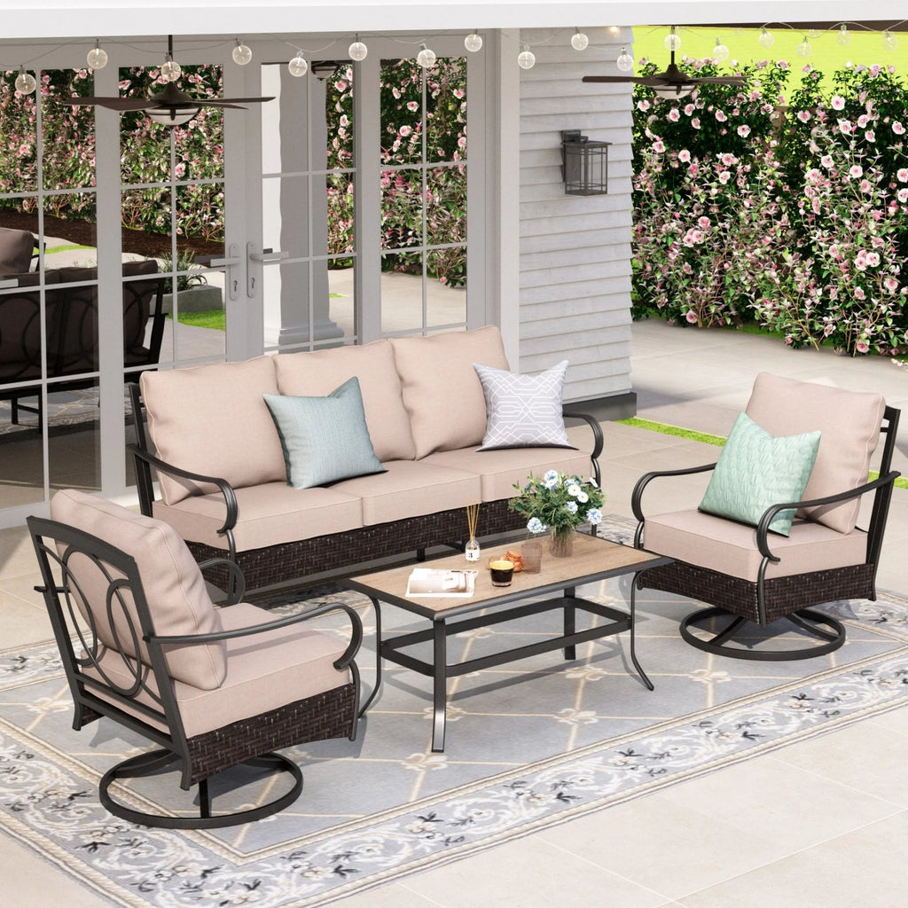 4 Piece Metal Patio Conversation Sofa Set V44832