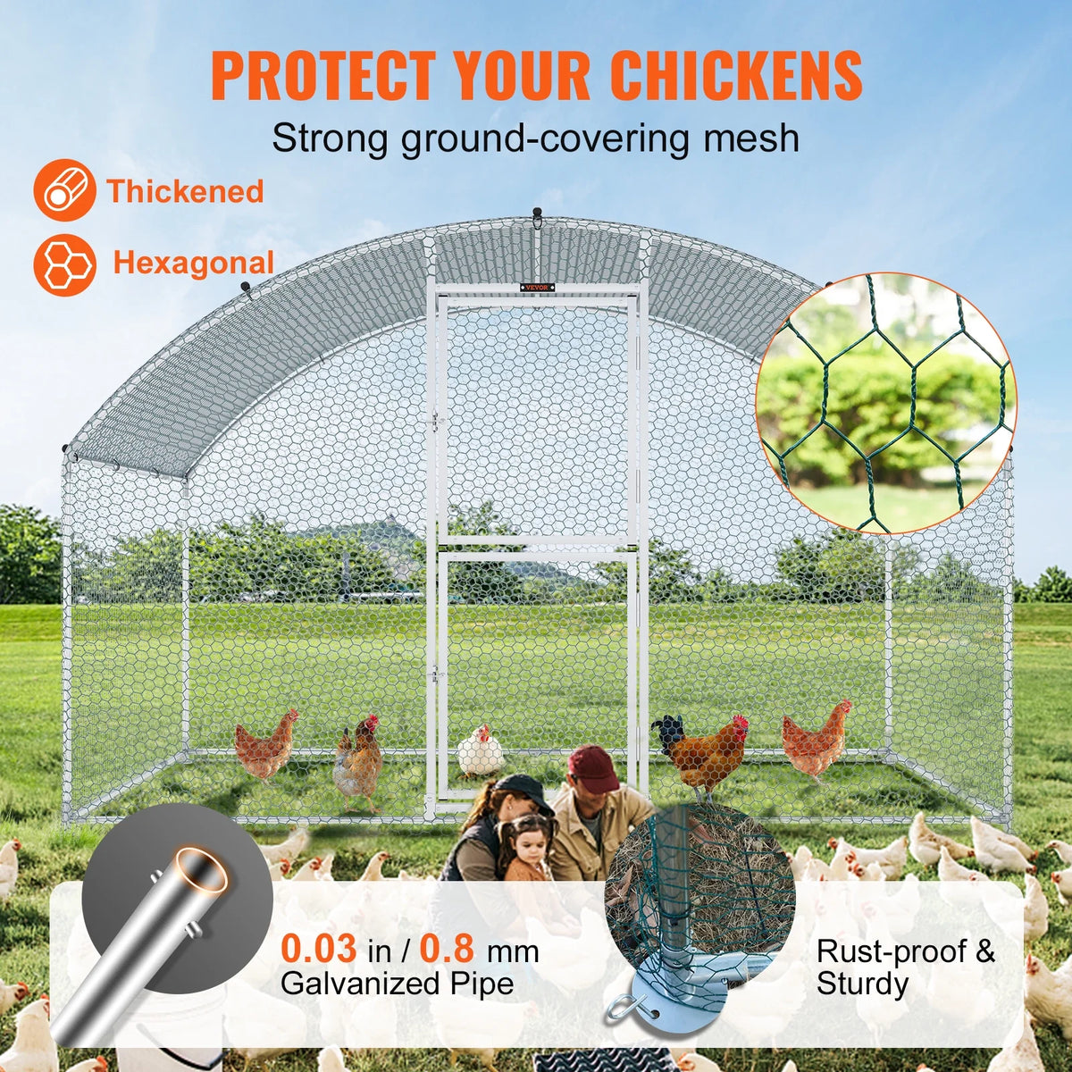 Large Metal Chicken Coop 6.6x9.8x6.6 ft X5278