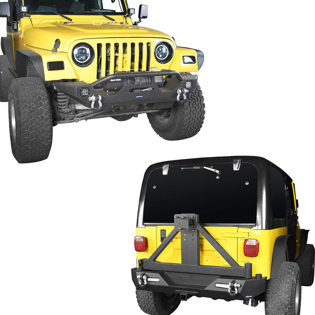 Front Bumper & Rear Bumper Combo with Tire Carrier Set Q659