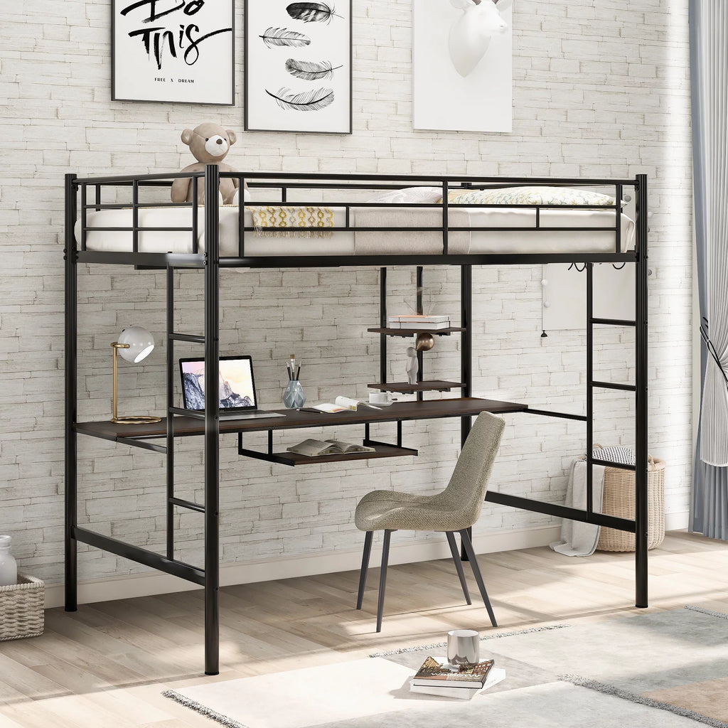 Full Bed with Keyboard Tray, 2 Shelves and Desk H59186