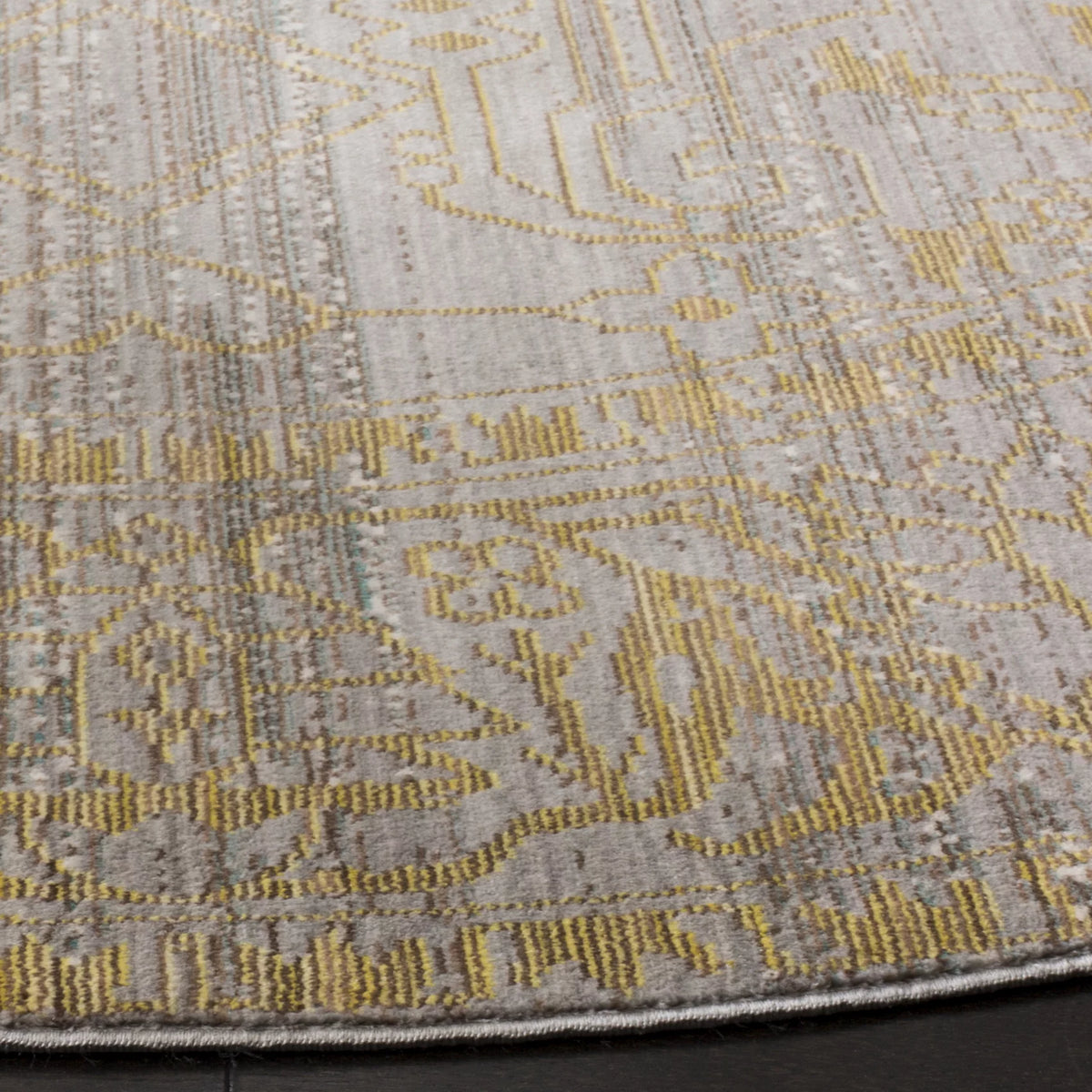 Grey/Gold Polyester Area Rug 3' x 5' K324139