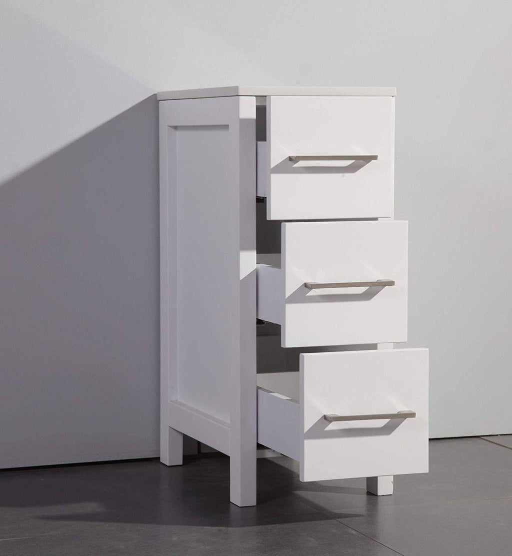 12 inch Wide Bathroom Vanity Cabinet with Ceramic Top S633