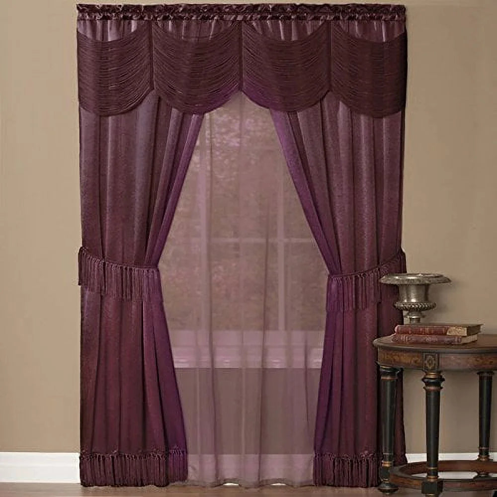 Merlot Solid Contemporary Window Curtain Panel 56" x 63" O811748