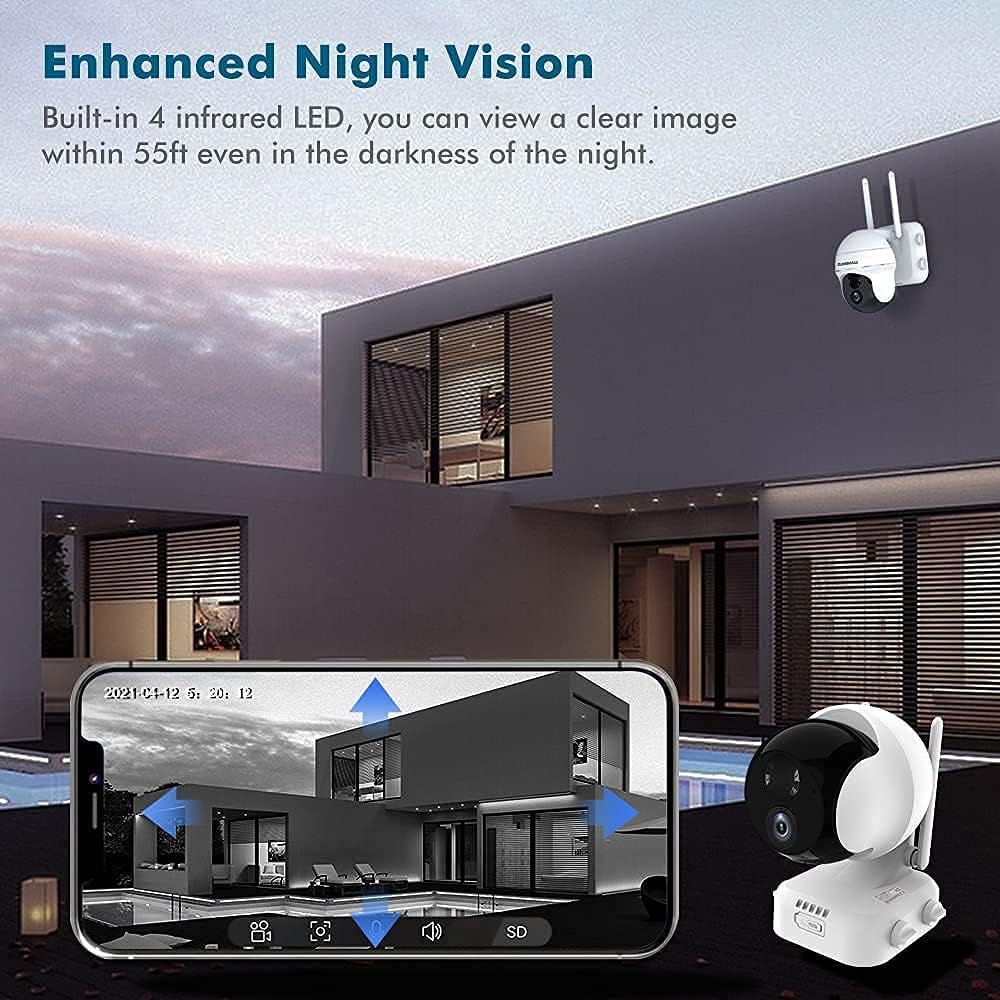 Wireless Outdoor Security Cameras with 360° PTZ, Battery Powered, 1080P Night Vision, IP66 Waterproof U3964
