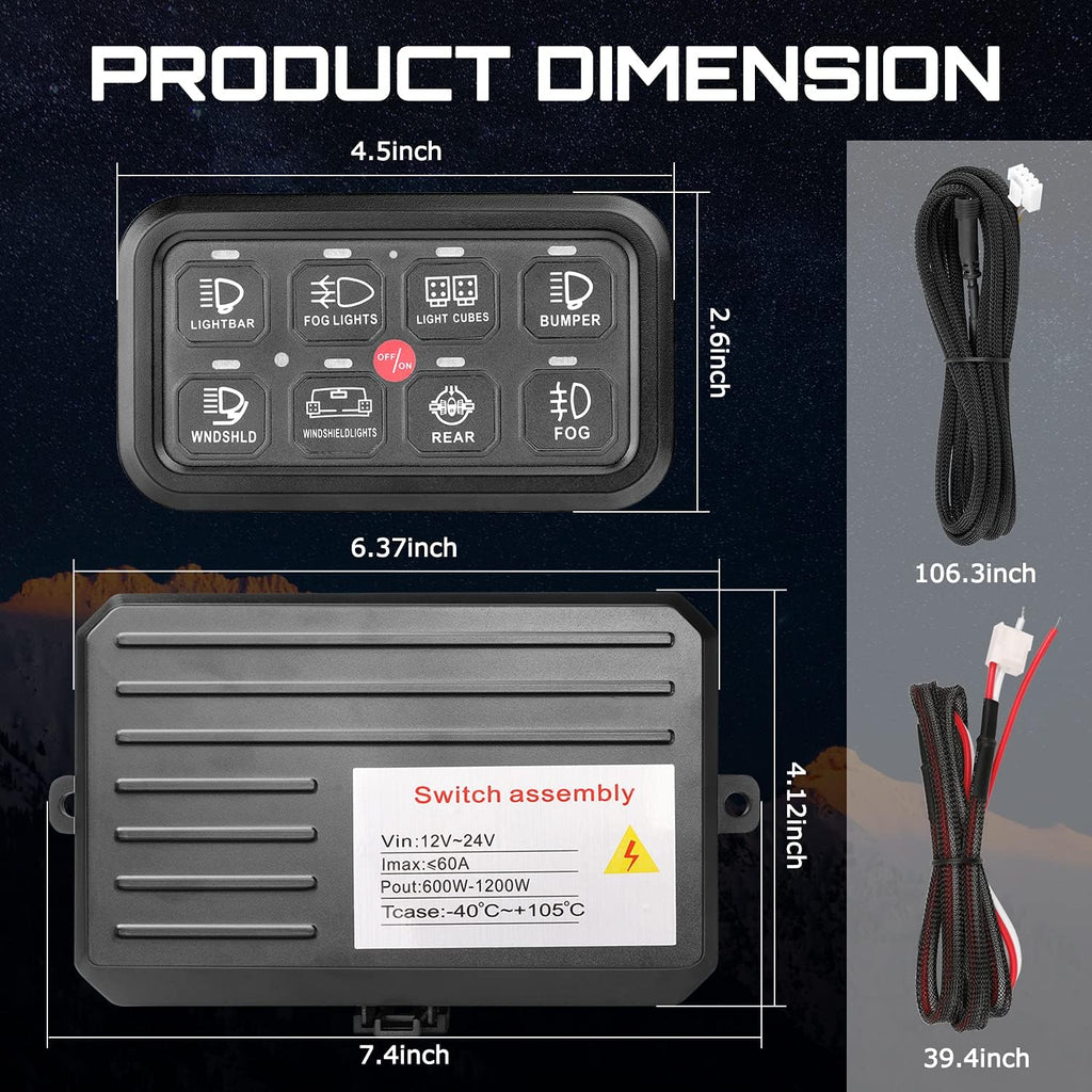 8 Gang LED Switch Panel with Label Stickers A987404