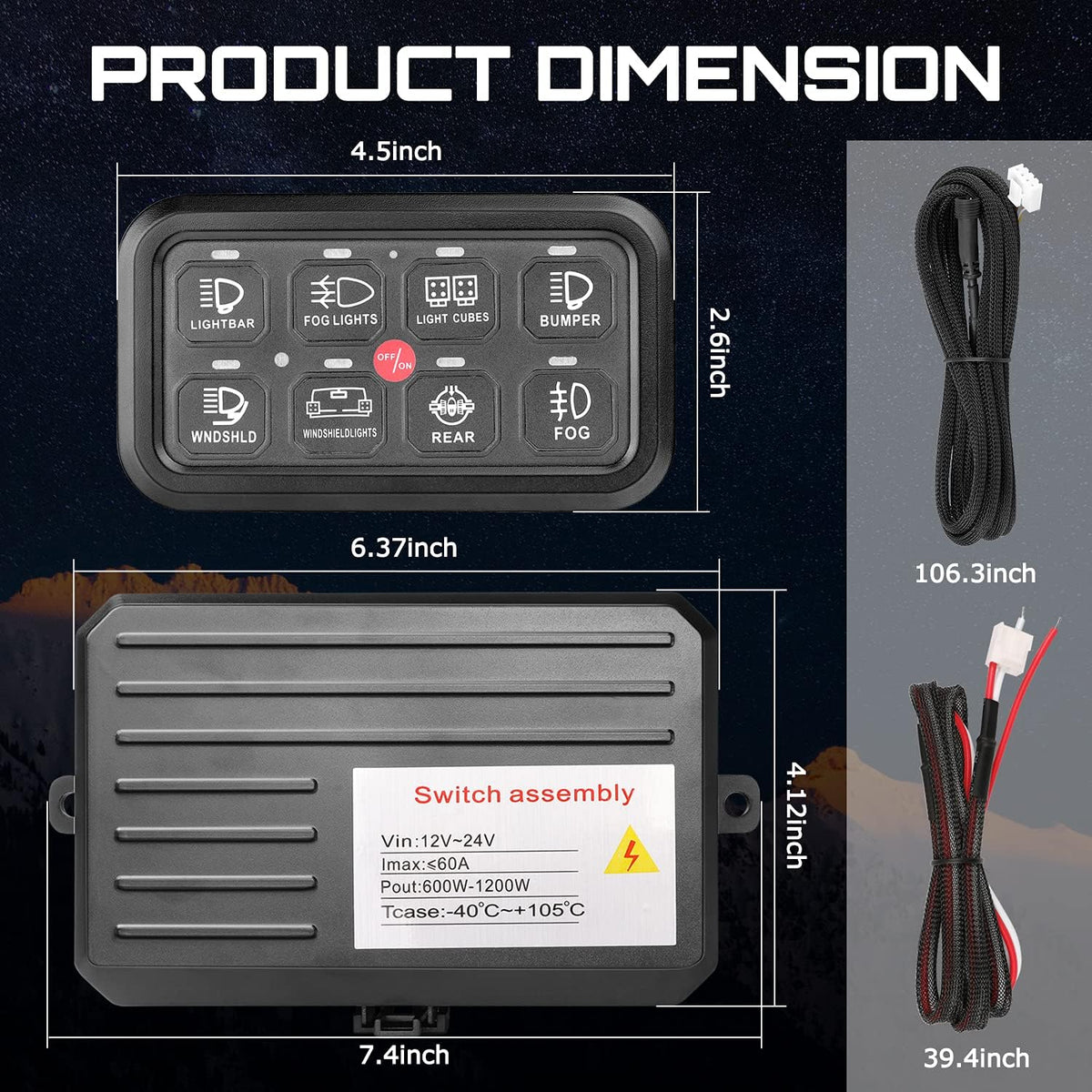 8 Gang LED Switch Panel with Label Stickers A987404