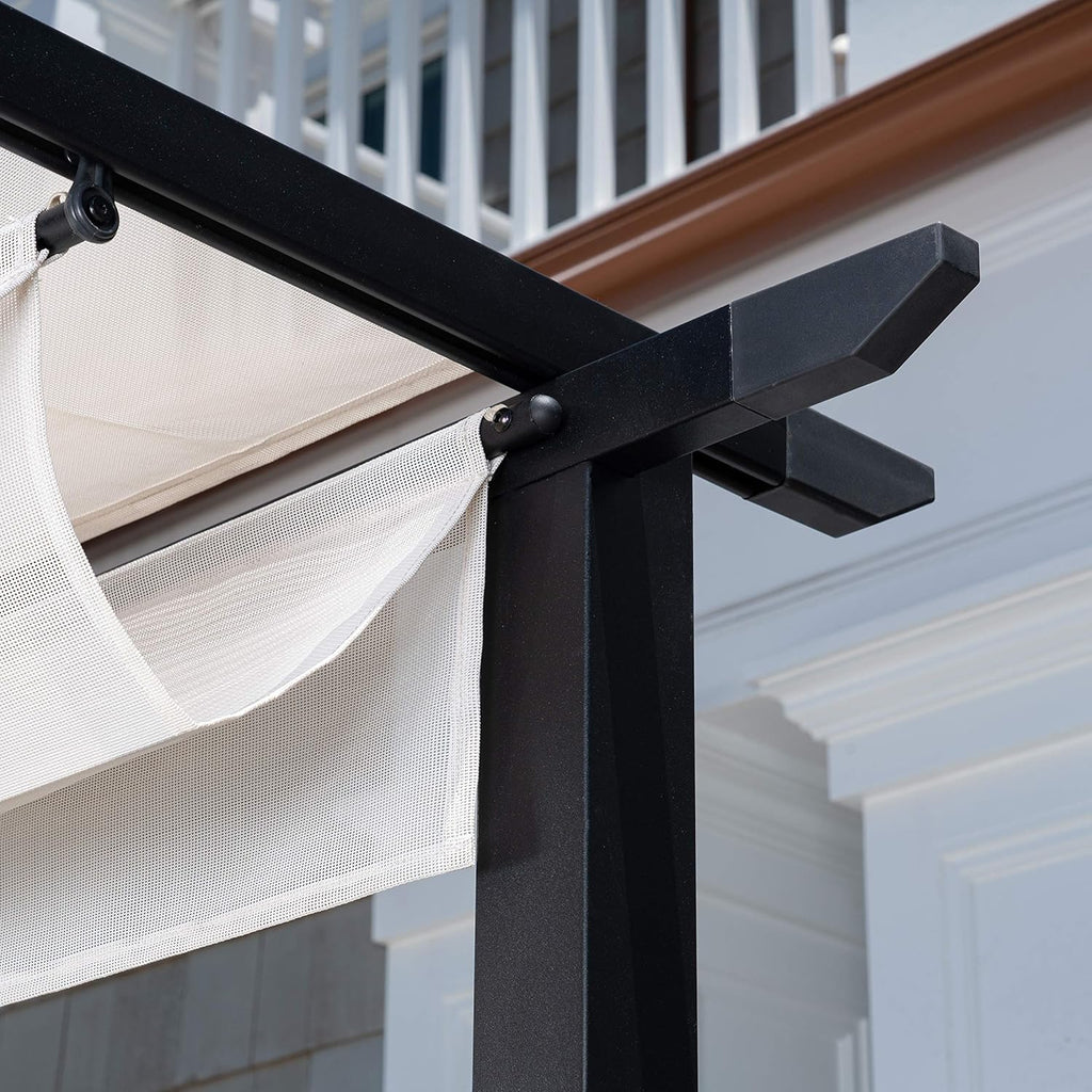 Aluminum and Steel Pergola with Adjustable Sling Canopy Z924581