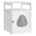 White Wooden Cat Litter Box with Open Shelf T365