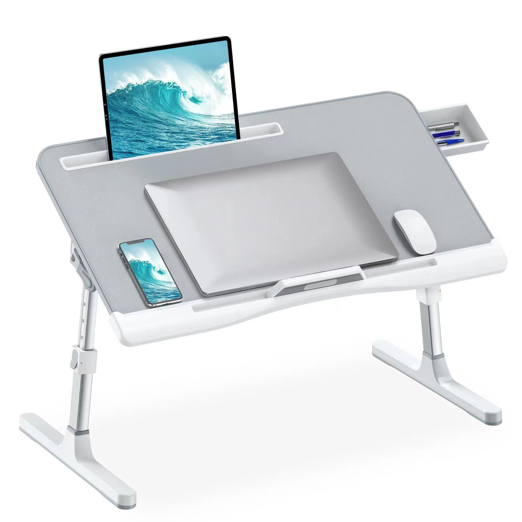 Adjustable Laptop Bed Desk with Foldable Legs Storage Drawer I897