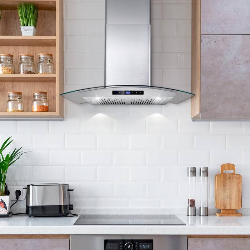 30 in. Stainless Steel Wall Mount Range Hood with Touch Controls B4544