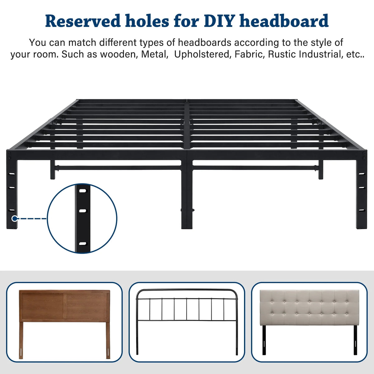 Full Size 18 inch Heavy Duty Metal Platform Bed Frame W372