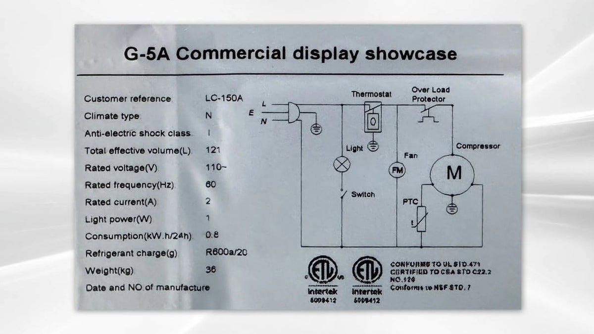 Commercial Refrigerator Glass 1-Door Display Cooler E296577
