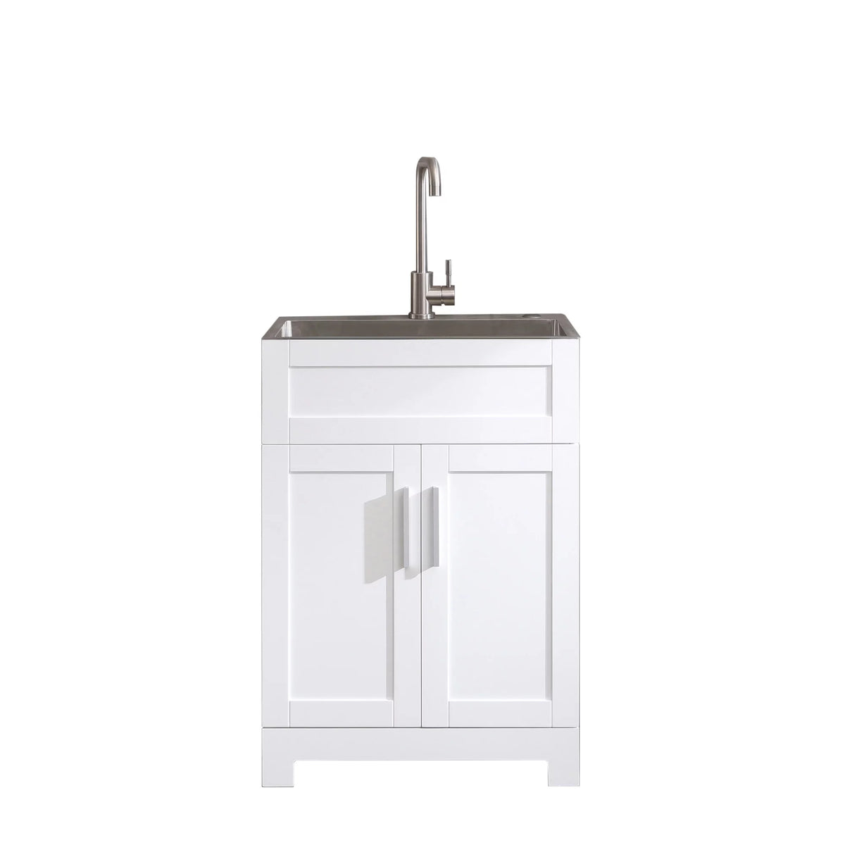 24in White Laundry Tub Cabinet with Stainless Steel Combo P925