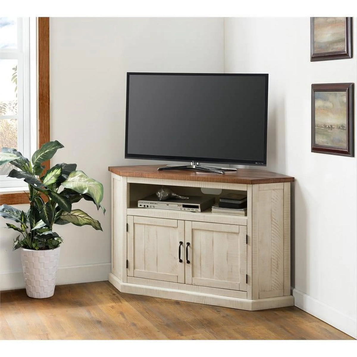 Rustic Wood Corner TV Stand O3501