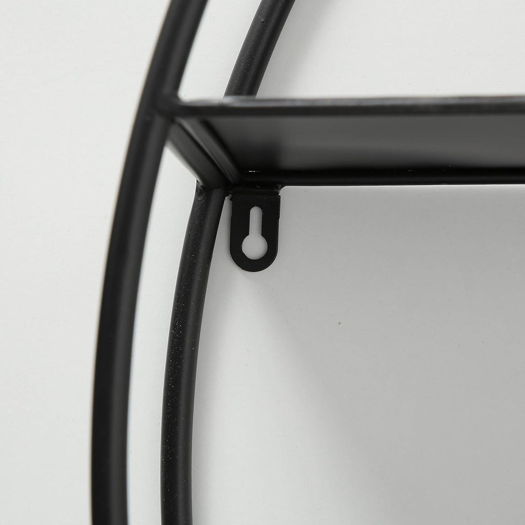 Black Iron Round Metal Wall Shelf, 4 Levels A729