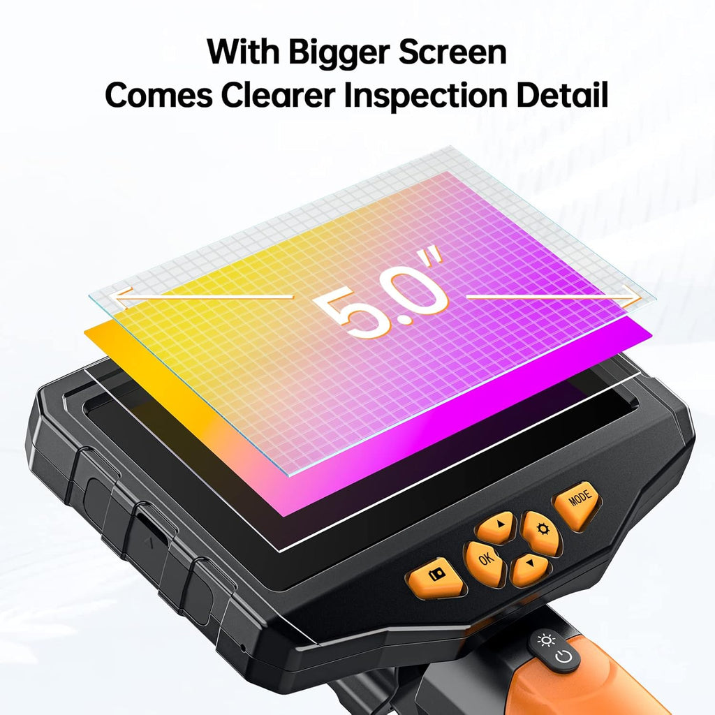 Triple Lens Endoscope Camera with Light, 16.5ft Flexible Waterproof Borescope O10897