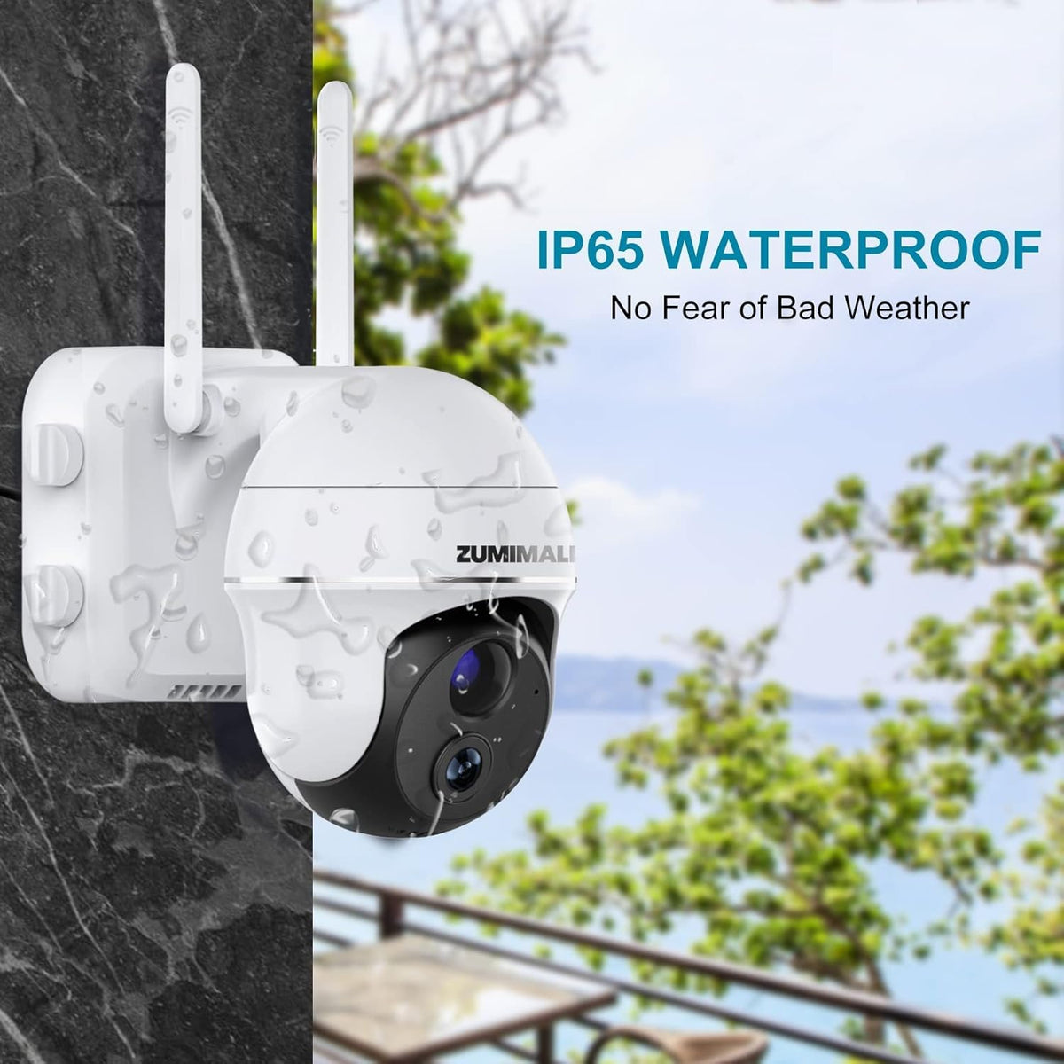 Wireless Outdoor Security Cameras with 360° PTZ, Battery Powered, 1080P Night Vision, IP66 Waterproof U3964
